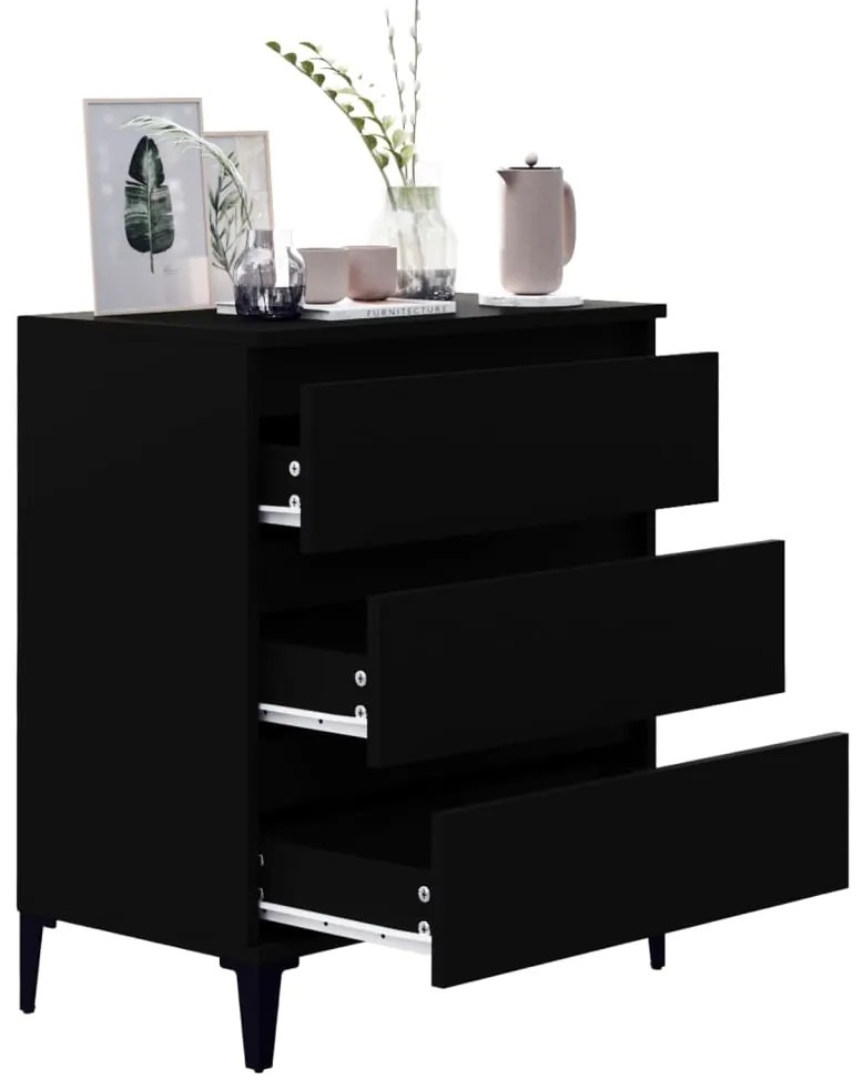 Credenza nero 60x35x70 cm in legno multistrato