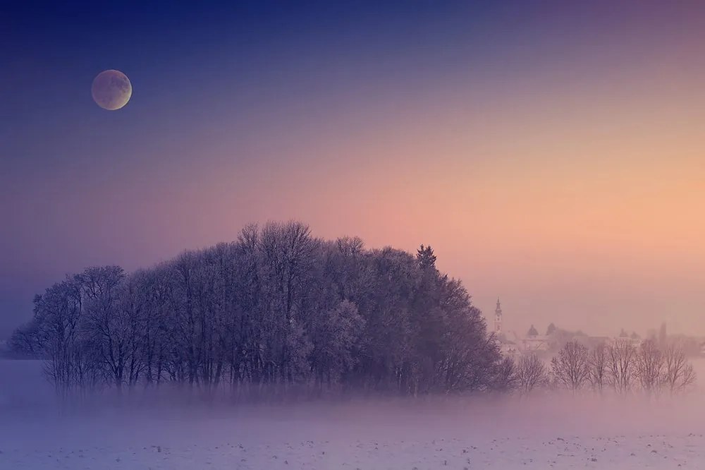 Carta da parati – Luna piena sopra il villaggio