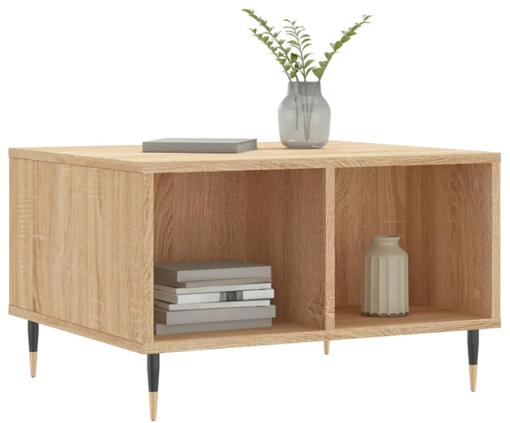 Tavolino salotto rovere sonoma 60x50x36,5 cm legno multistrato