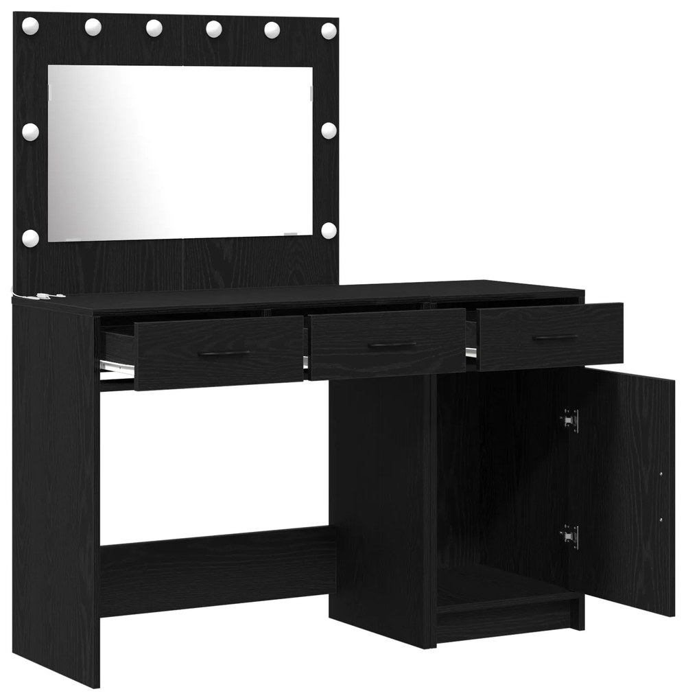 Set di 2 tavoli da trucco con led in legno nero