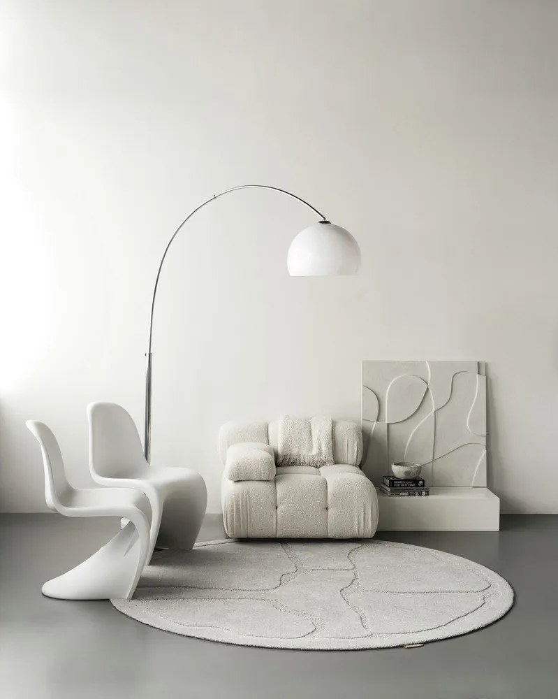 Tappeto rotondo in lana grigio chiaro ø 200 cm Morphic Organica - Agnella