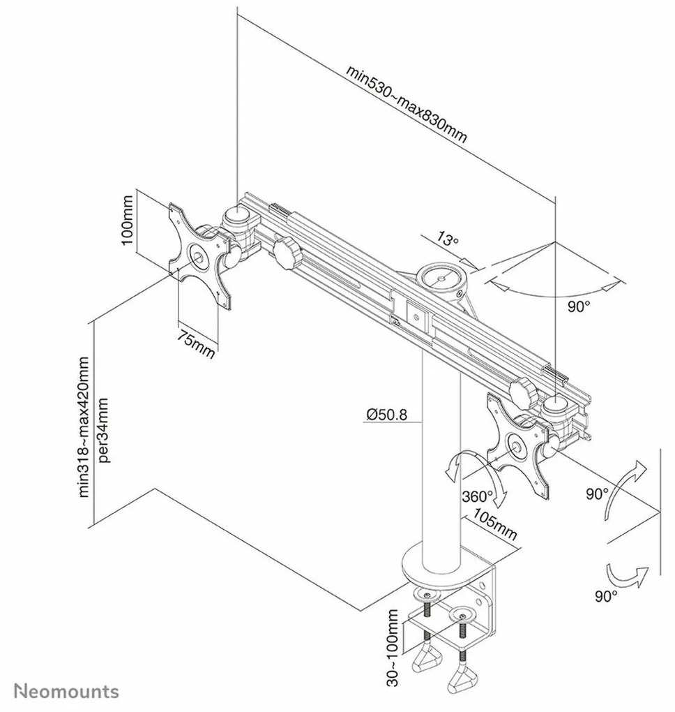 Supporto TV Neomounts FPMA-D700D           10-30" 8 kg