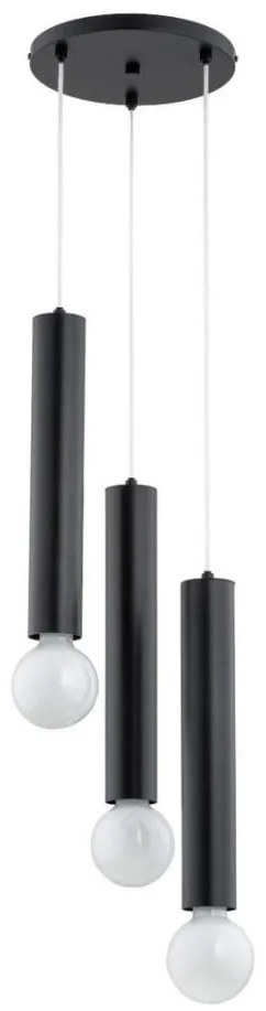 Lampadario a sospensione con filo TWISTER 3xE27/60W/230V diametro 28 cm nero