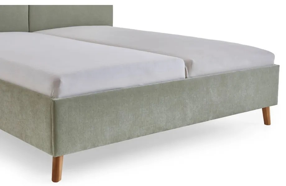 Letto matrimoniale imbottito verde chiaro con rete inclusa 160x200 cm Piano – Meise Möbel