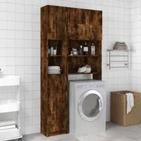 Armadietto Bagno Rovere Fumo 32x25,5x190 cm Legno Multistrato 815537