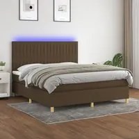 Letto a Molle Materasso e LED MarroneScuro 180x200cm in Tessuto 3135616