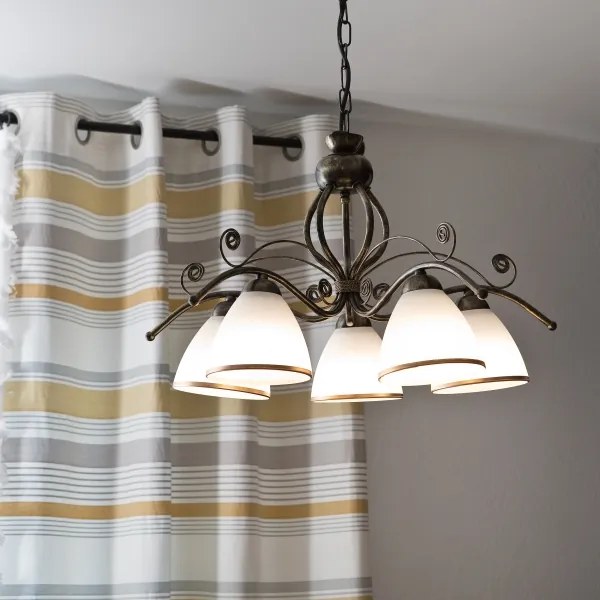 Lampadario a catena RETRO II 5xE27/60W/230V, nero patinato