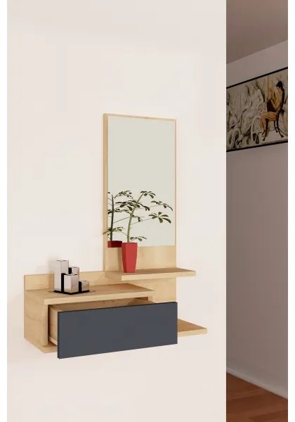 Mensola da parete con specchio ROZELLA 90x60 cm beige/antracite