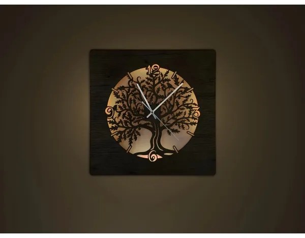 Li-Go 5652/DUB2 - Orologio LED dimmerabile LED/10W/5V 20000 mAh 42x42 cm rovere+ telecomando