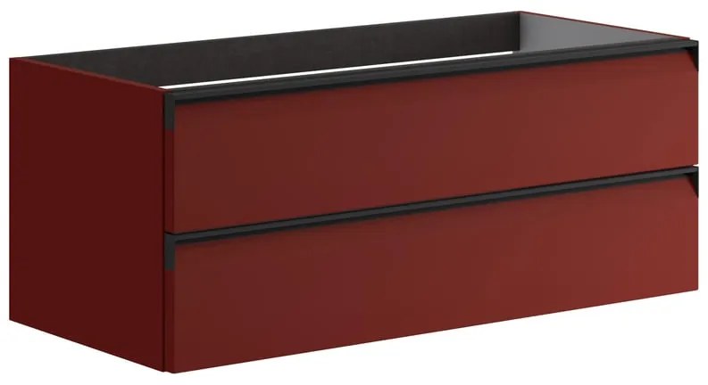 Mobile da bagno sospeso sotto lavabo L 99.5 x H 40 x P 45.5 cm bordeaux laccato opaco, 2 cassetti VISOBATH Fusion