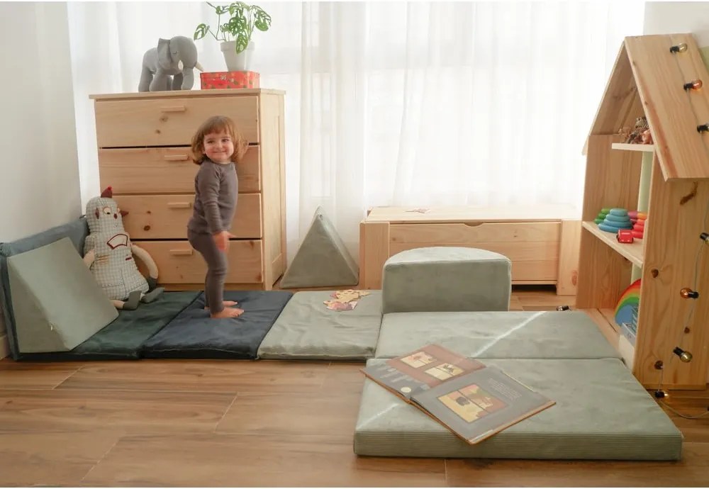 Set per psicomotricità azzurro in velluto a coste Bloque Montessori – Little Nice Things