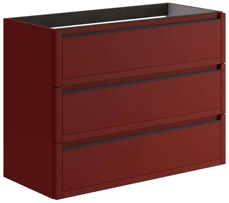 Mobile da bagno sotto lavabo TRATTO rosso opaco L 99.5 x H 78 x P 45.5 cm 3 cassetti, lavabo non incluso