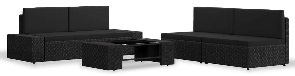 Set Divani da Giardino 5 pz in Polyrattan Nero