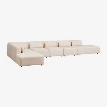 Divano Modulare Angolare Fogler In 6 Pezzi Con Doppia Chaise Lounge Ciniglia Crema Beige - Sklum