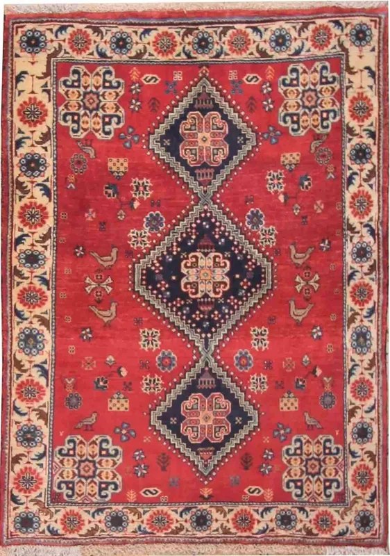 Gashghai Tappeto 100 x 140 Rosso (Iran) Annodato A Mano