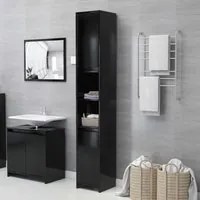 Armadio da Bagno Nero 30x30x183,5 cm in Truciolato 802670