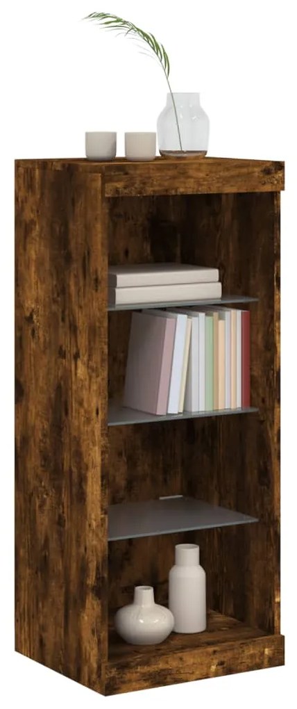 Credenza con luci led rovere fumo 41x37x100 cm