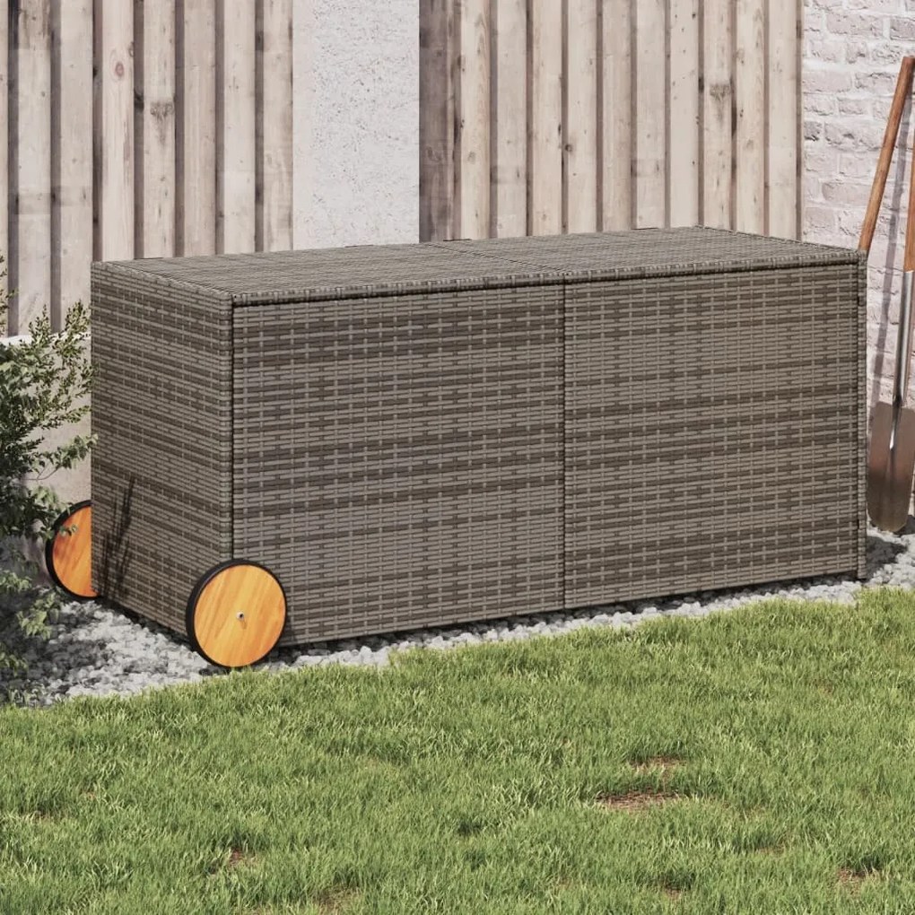 Contenitore Da Giardino Con Ruote Grigio 283l İn Polyrattan /