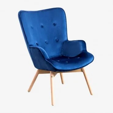 Poltrona Rivestita in Velluto Morris Edition Blu - Sklum