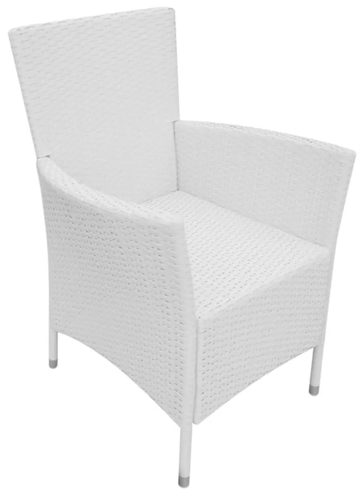 Set da Pranzo da Giardino 9 pz in Polyrattan Bianco Crema