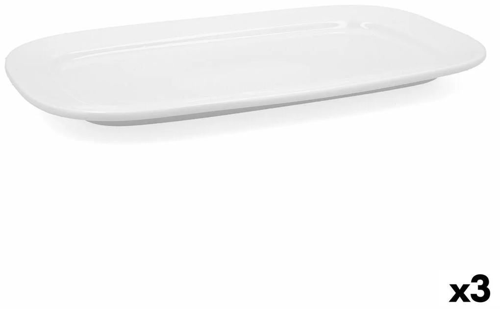Teglia da Cucina Bidasoa Glacial Ceramica Bianco (36 x 21 cm) (Pack 3x)