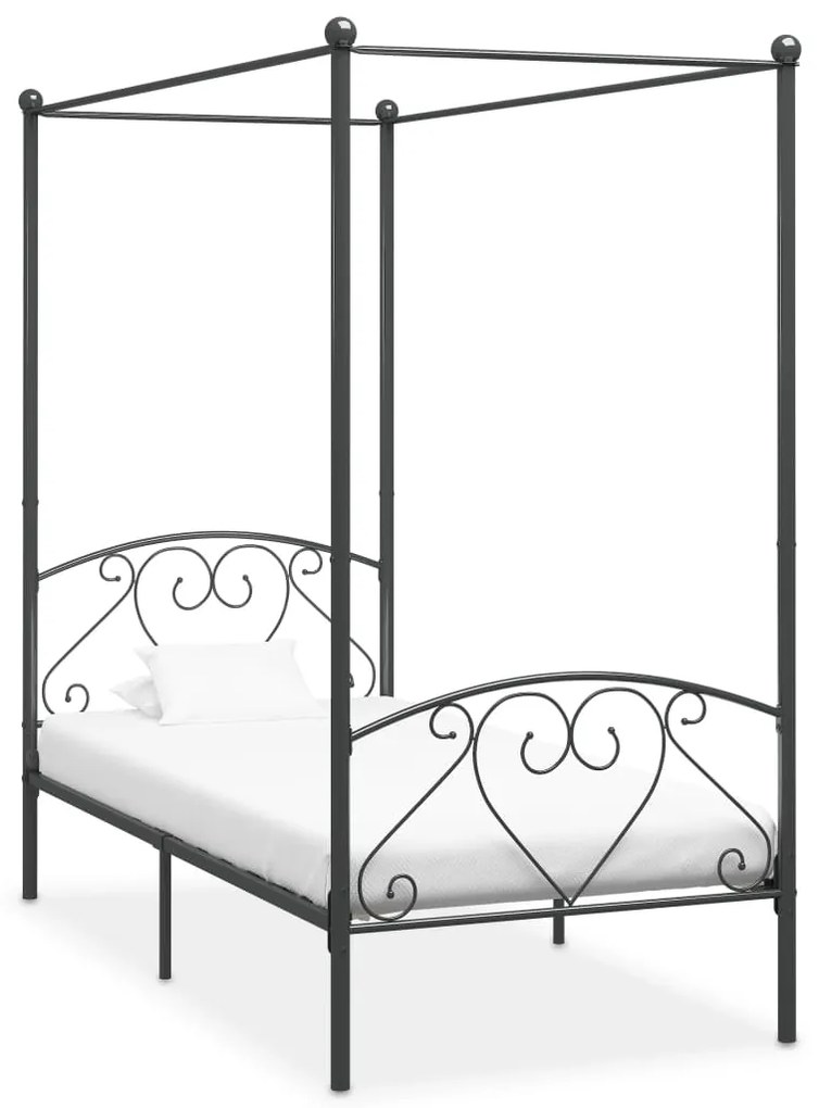 Letto a baldacchino grigio in metallo 100x200 cm