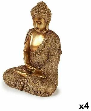 Statua Decorativa Buddha Seduto Dorato 18 x 33 x 22,5 cm (4 Unità)