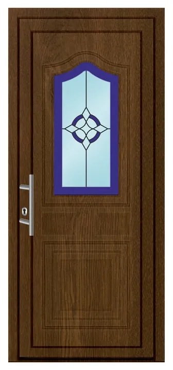 Portoncino d'ingresso 30012 L 90 x H 210 cm in PVC noce, apertura spingere a destra, falso telaio non incluso