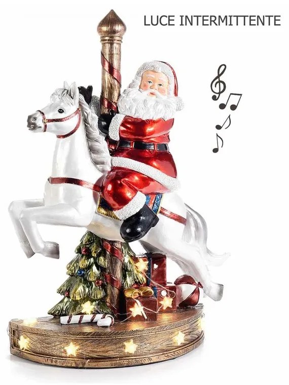 Carillon Babbo Natale a Cavallo con Luci e Musica