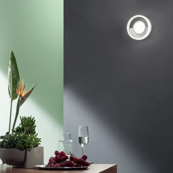 Applique in metallo Argento D20 cm con diffusore perimetrale Led ELISA