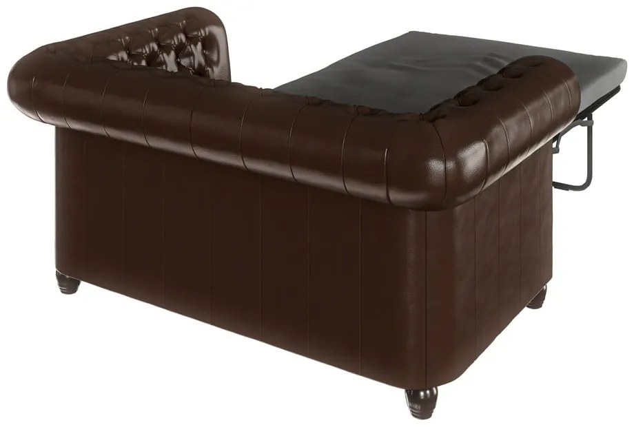 Divano letto marrone scuro in similpelle 148 cm York - Ropez