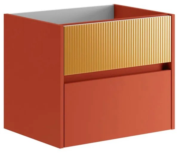 Mobile da bagno sotto lavabo Niwa paprika frontale in vetro senape laccato opaco L 59.5 x H 50 x P 45.5 cm 2 cassetti, lavabo non incluso