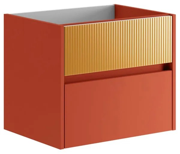 Mobile da bagno sotto lavabo Niwa rosso laccato opaco L 59.5 x H 50 x P 45.5 cm 2 cassetti, lavabo non incluso