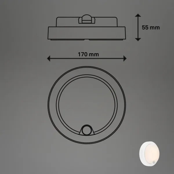 Brilo - lampada da parete ricaricabile per esterni con sensore, LED 4W/5V, batteria 4400 mAh, IP44, bianca