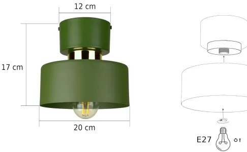 Plafoniera IGNIA 1xE27/60W/230V verde/oro