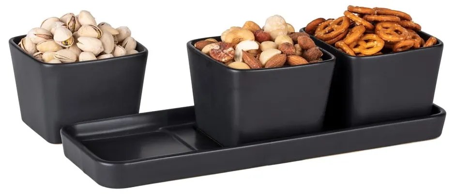 Set di 3 ciotole da portata in ceramica nera opaca Snack &amp; Dip - Wenko