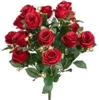 Set 2 Bouquet Artificiale Rose Boccio/Hiperycum per 13 Fiori rosso