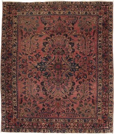 Antik Medaglione Floreale Rosso Antico Blu Scuro 165x195 Cm