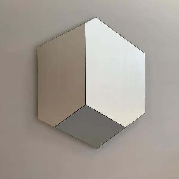 Specchio moderno esagonale 70x80 cm con vetro fumč e bronzo - JACOB