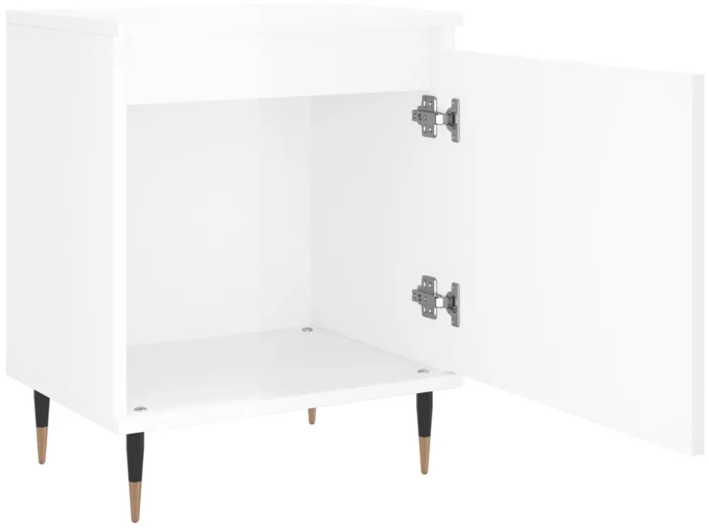 Comodini 2 pz Bianco Lucido 40x30x50 cm in Legno Multistrato