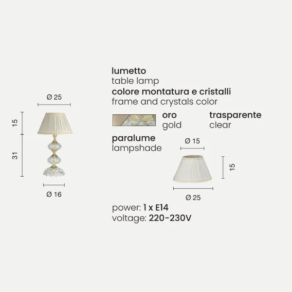 Lampada da tavolo DALLAS Oro 25x46 cm