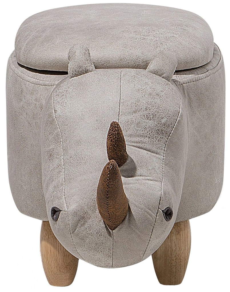 Pouf in tessuto similpelle grigio chiaro RHINO Beliani