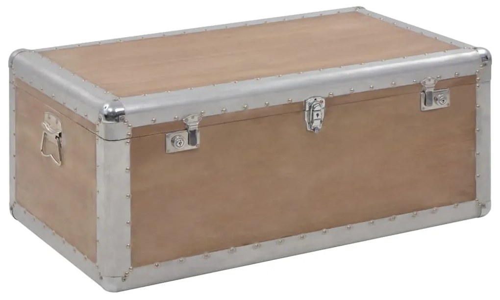 Baule portaoggetti in massello di abete 91x52x40cm marrone