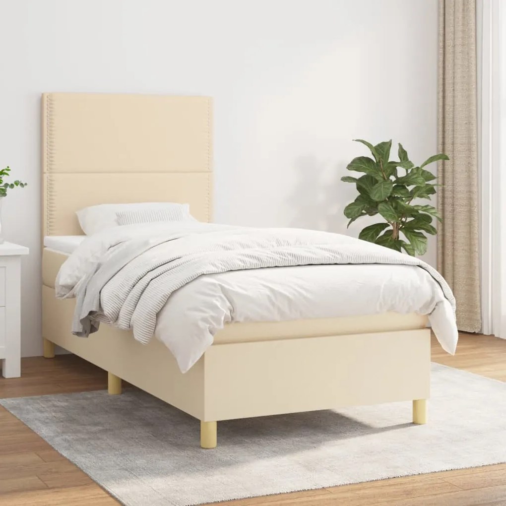 Giroletto A Molle Con Materasso Crema 100x200 Cm İn Tessuto /