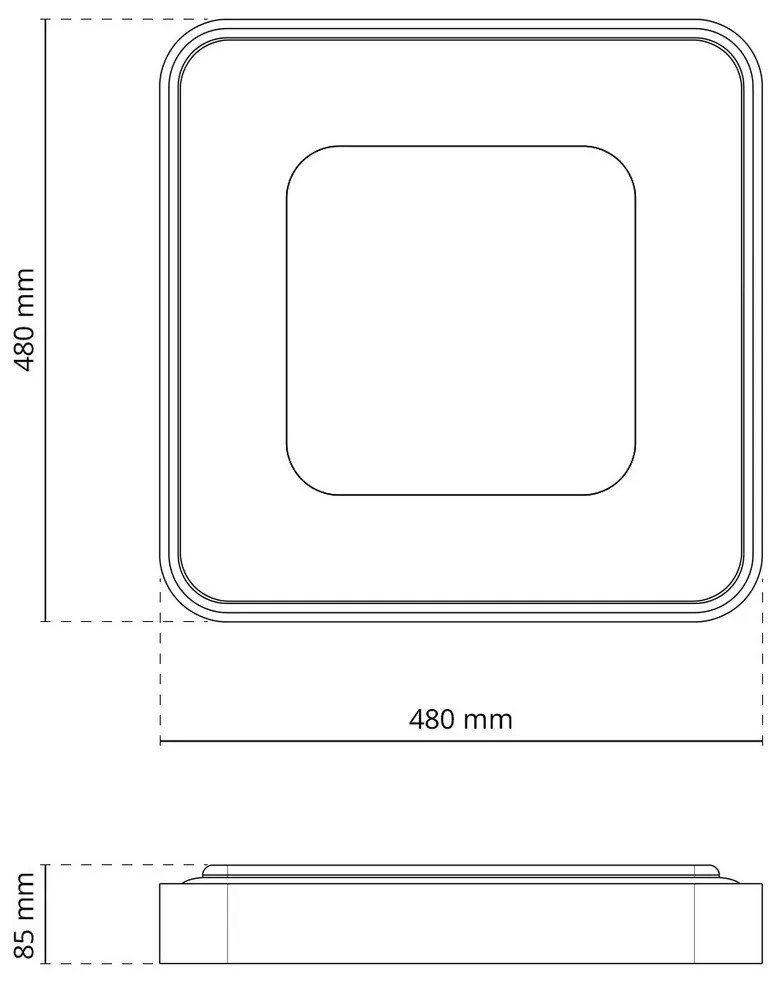 Plafoniera LED Quadrata 72W Ø480mm CCT Dimmerabile + Telecomando Bianca