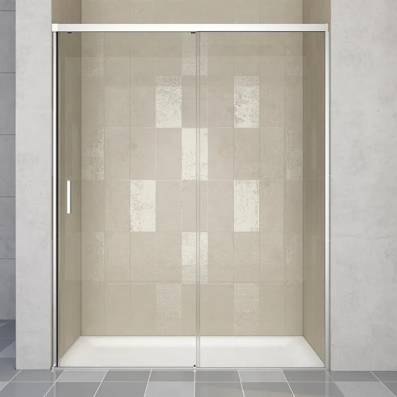 Porta doccia scorrevole L 118-119.5 cm x H 200 cm per nicchia in vetro trasparente SP. 6 mm, profilo cromo, serie Jazz