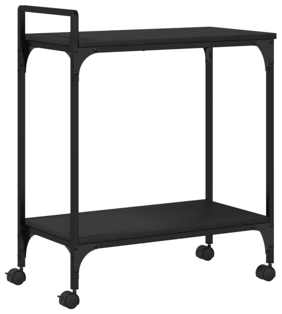 Carrello da cucina nero 60,5x31x72,5 cm in legno multistrato