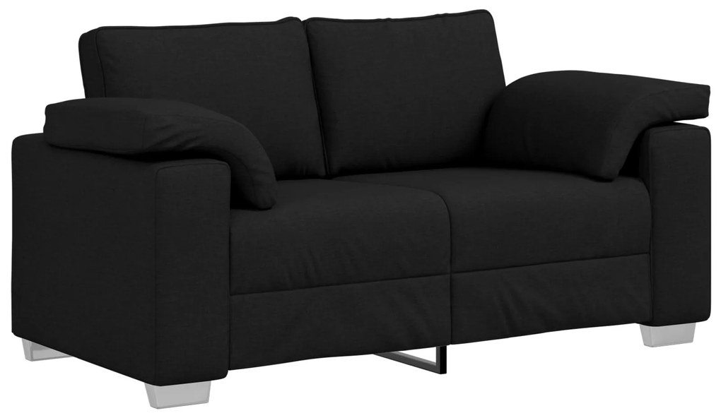 Set divano 2 pezzi con cuscini in tessuto nero