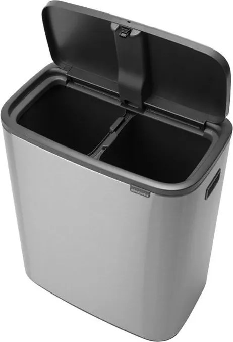 Bidone in acciaio touch per raccolta differenziata in argento opaco 60 l Bo Touch Bin - Brabantia