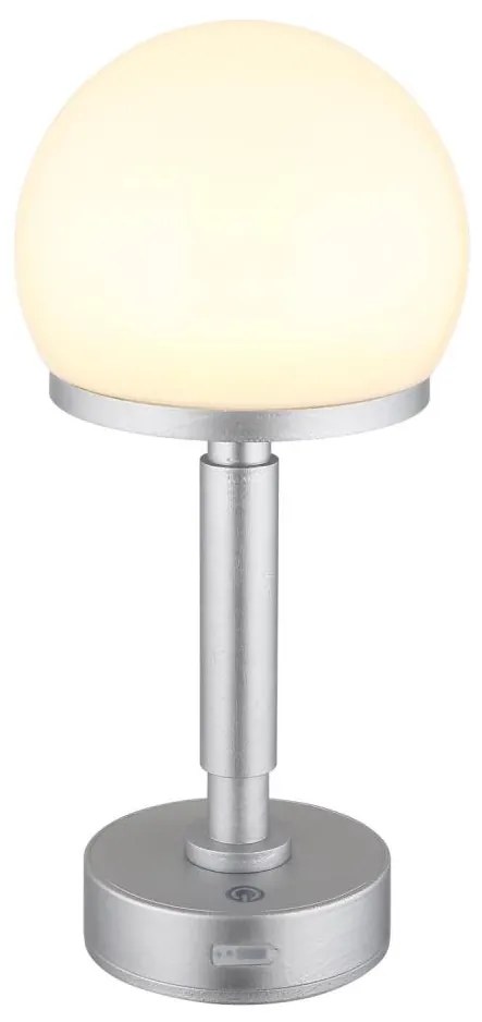 Globo 21034SI - LED Lampada da tavolo ricaricabile HAKU LED/2,5W/5V 2800K argento